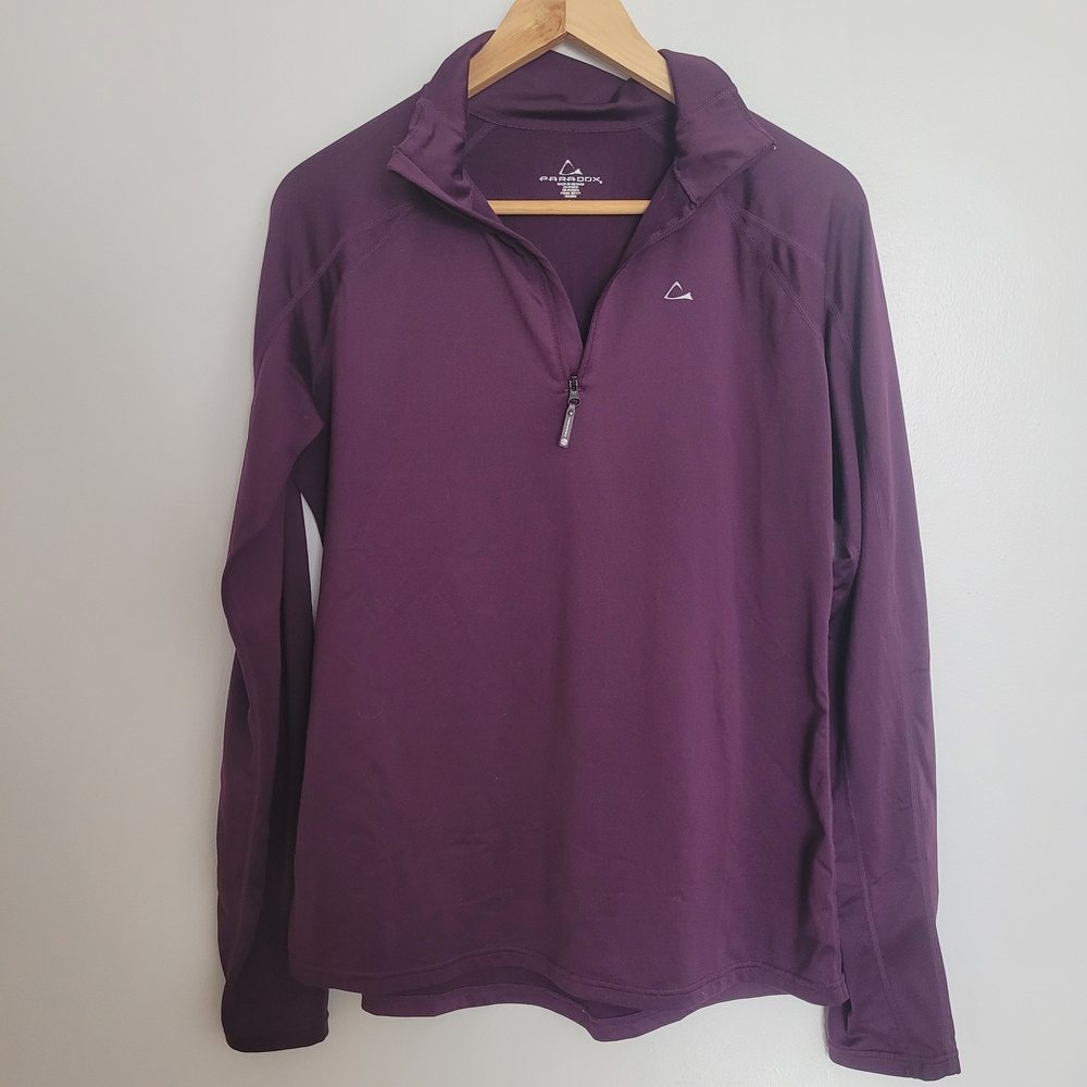 Paradox Women Purple Quarter Zip Sweater Base Layer Size L Winter Ski Hiking